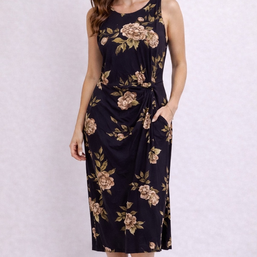 Nine Britton Black Floral Midi Dress